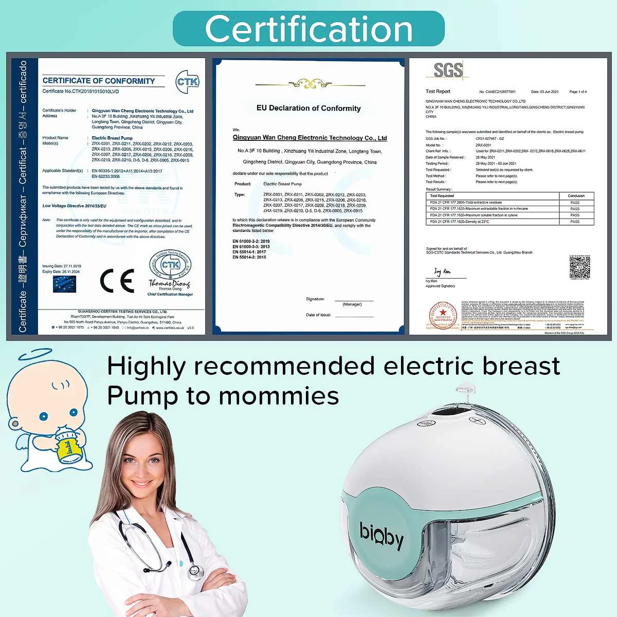 Портативный Электрический молокоотсос Bioby, извлечение молока, переносной массаж без рук, USB, бесшумный, без БФА, с фланцами 21 мм24 мм27 мм (art.: 3920bc79d772c) - 3920bc79d772c