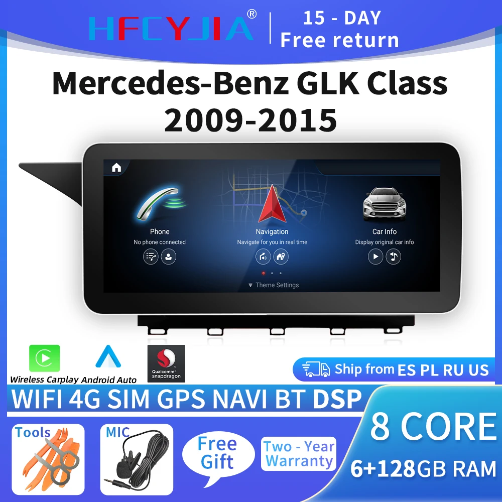 

Автомобильная Мультимедийная стерео система Android 10 для Mercedes GLK X204 2009-2015 WIFI 4G DSP аудио BT экран Carplay GPS Navi
