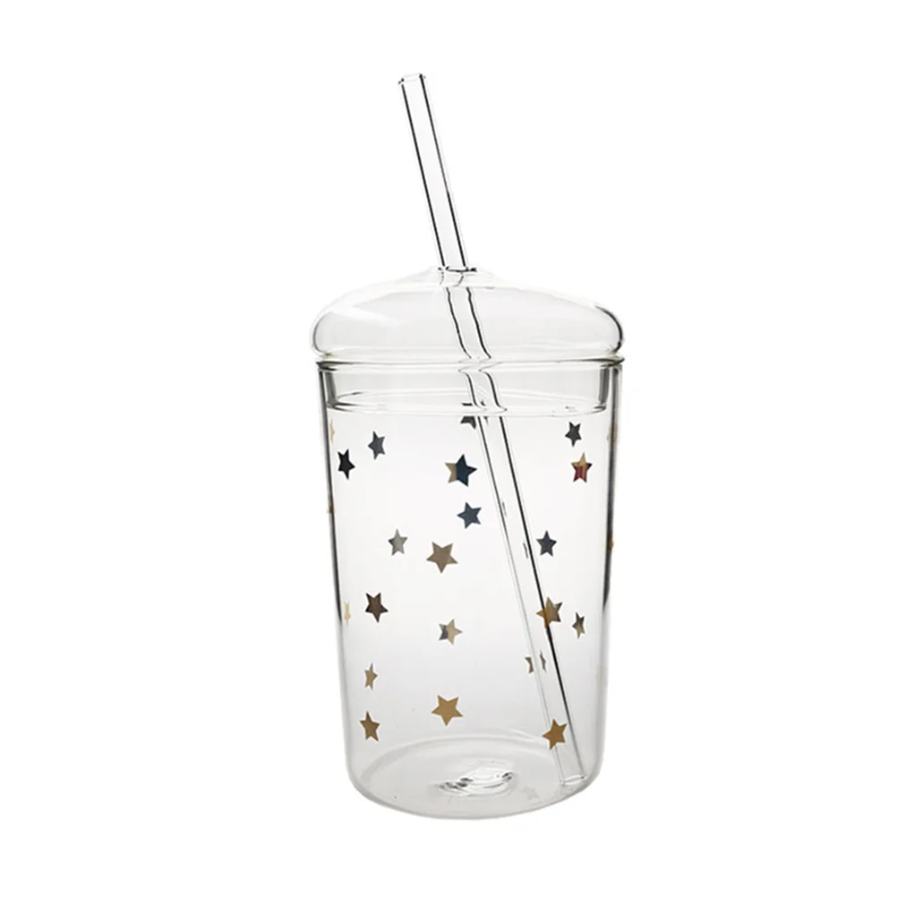 

Straw Glass Cup Beverage Container Fruit Juice Mug Beverage Glass Cup with Straw