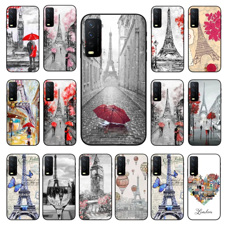 

London Eiffel Tower Lover Autumn Maple Phone Case for VIVO Y15s Y20 Y11 Y12 Y17 Y19 Y20S Y31 Y9s Y91 Y21 Y51 Y20i Y93 Y12S Y70