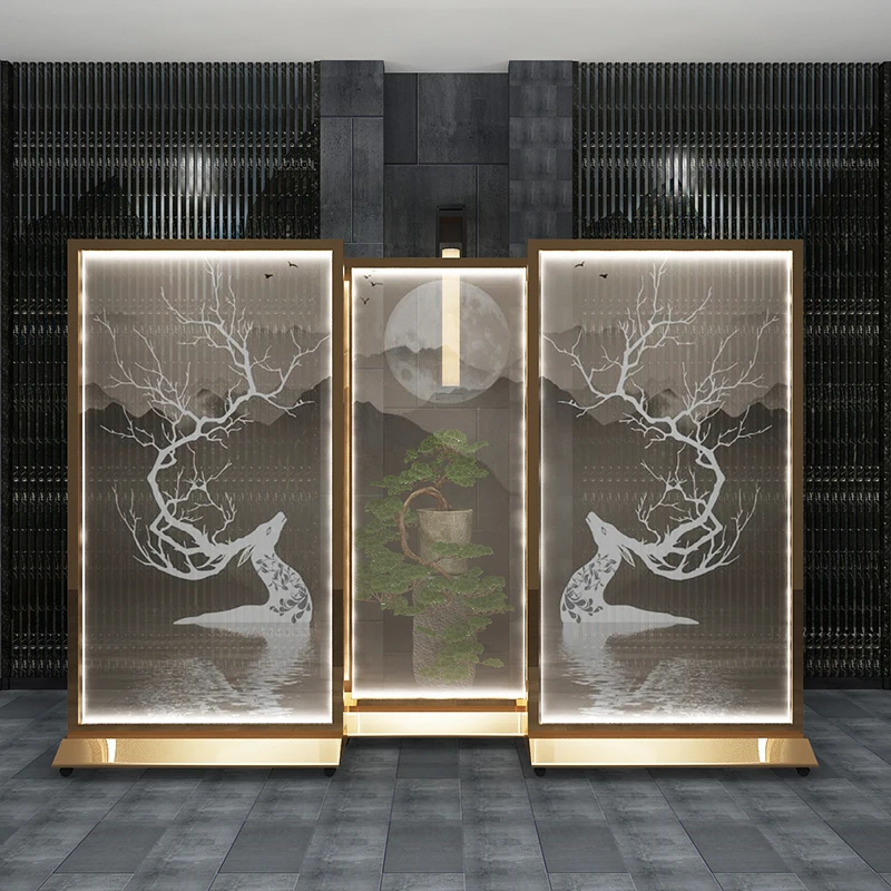 

Modern with Light Subareas Screens Living Room and Hotel Light Luxury Hallway Movable Bedroom Covering Home New Chinese Seat
