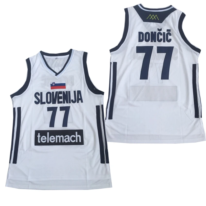 BG Basketball jerseys Telemach SLOVENIJA 77 DONCIC High quality sewing embroidery Outdoor sports jersey white 2023 new