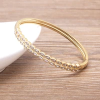 aibef high quality korean pop couple double crystal women luxury zircon bangles gold plated fashion party jewelry exquisite gift