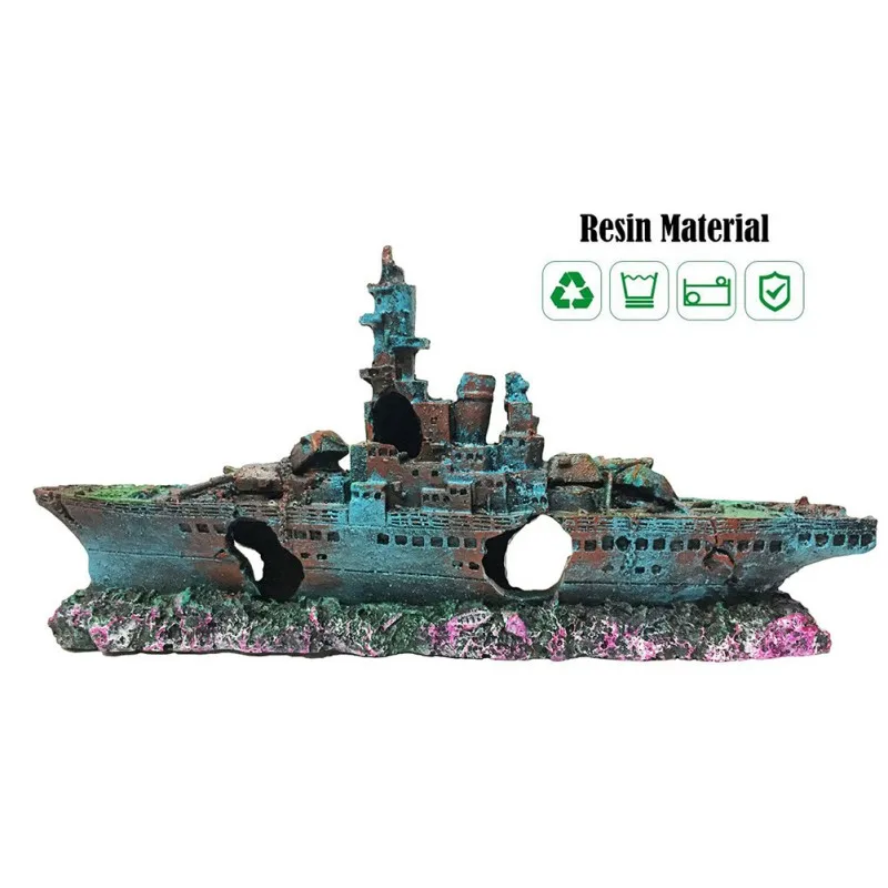 

Aquarium Ship Decoration Pirate Ship Shipwreck Fish Tank Decor Aquarium Fish Tank Landscaping Decor Resin warship Decoration