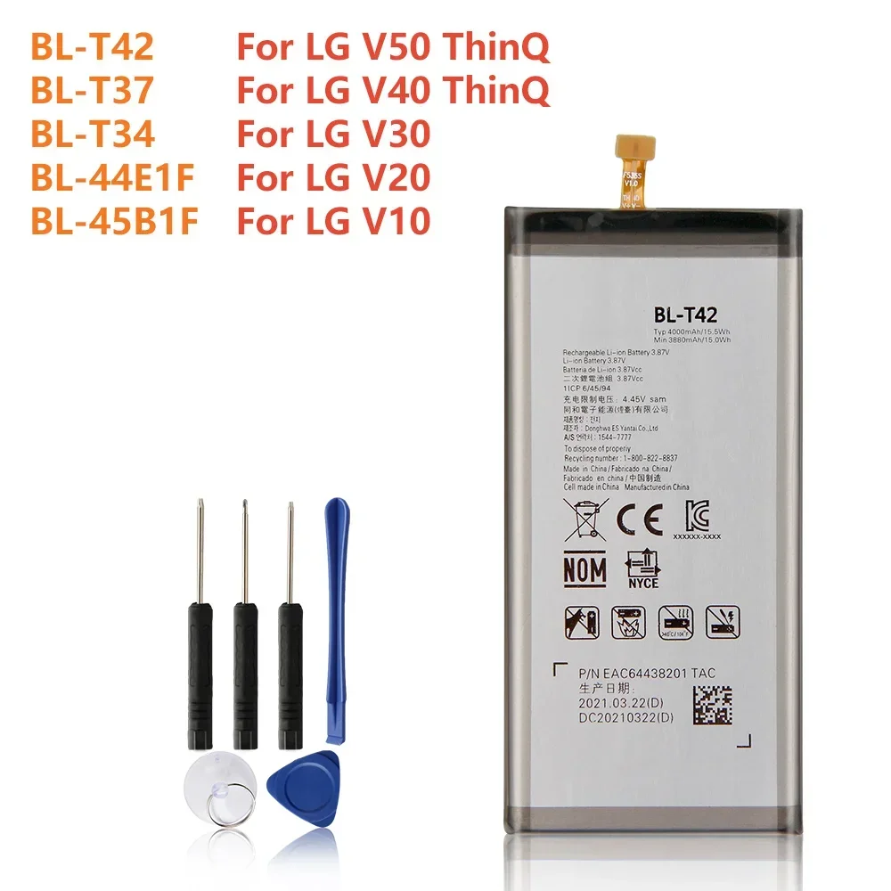 2024 Аккумулятор для телефона BL-T42 LG V50 ThinQ 5G V5 V500N V40 V60 Q710 Q8 2018 V30 H930 H933 H932 V20 H990N F800 V10 H961N