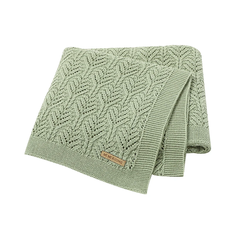 

Newborn Baby Blanket Swaddle Wrap Breathable Cotton Knitted Infant Boys Girls Crib Cellular 100*80cm Toddler Throw Receiving Mat