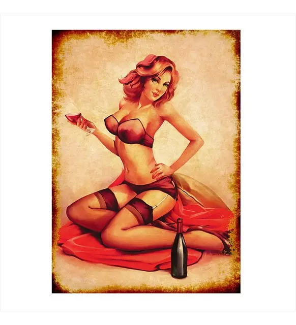 

Woman in Bikini Metal Poster Tin Sign Vintage Plaque Sign Pub Bar Wall Decor Home Room Wall hanging Plate Decoration 20x30cm/30x40cm