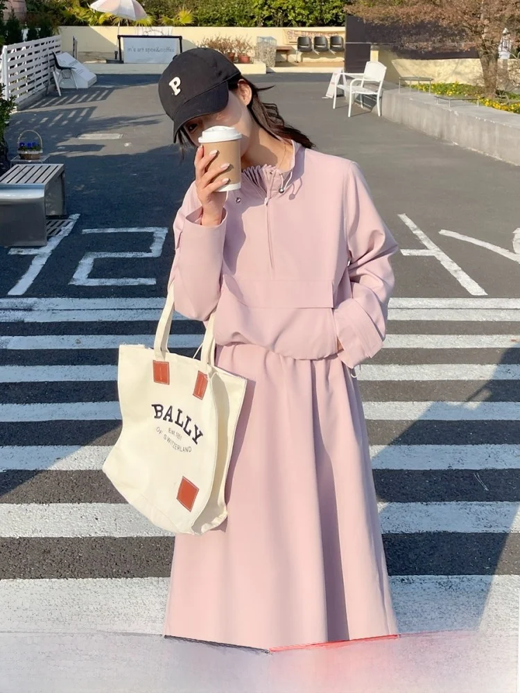 Pink French Tea Break Dress Women's 2023 New Design Sense Small Waist-Tight Slim Looking Cool Rustling Long Skirt