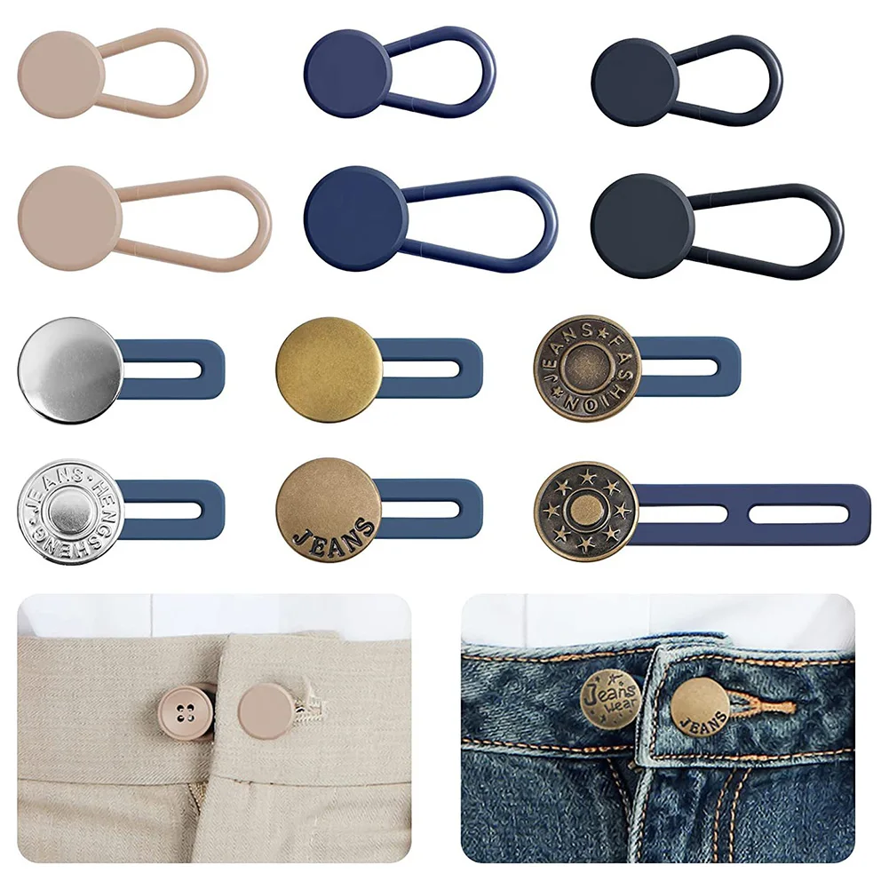 

12pcs Button Waist Elastic Waistband Extenders Stretch Enlarge Pants Waist Circumference Accessories Women Men Jeans 5x7x2.5cm