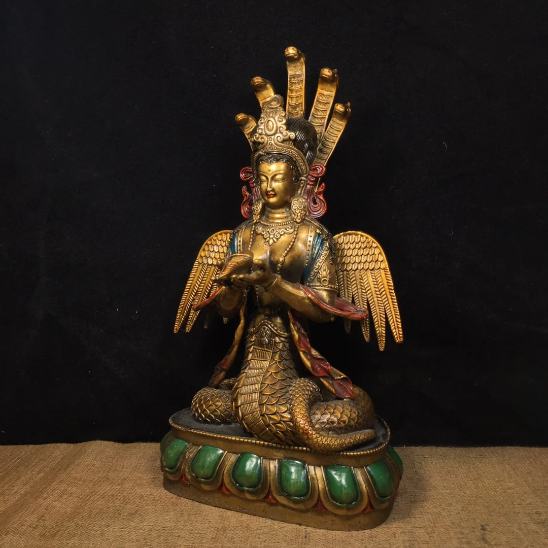 10-дюймовая коллекция тибетского храма окрашенная из старой бронзы Нагараджана