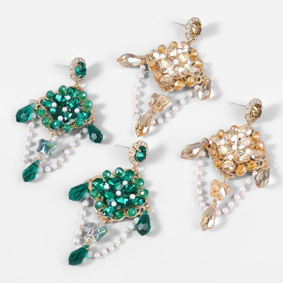 

Необычные дизайнерские серьги для женщин, модные украшения, зеленые/золотые серьги-подвески неправильной формы, Элегантные украшения