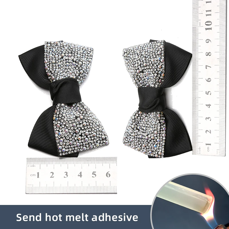 Bow Shoe fFlower Handmade DIY Self-adhesive Black Women's Shoes Single Shoe Accessories Rhinestone Shoe Accessories Shoe Buckle