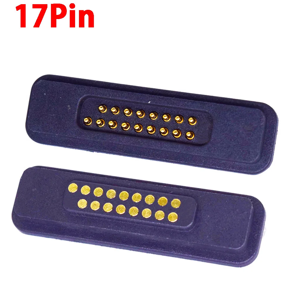 

1 Pair 2A Waterproof Magnetic Pogo Pin Connector 17 Pin Spacing 2.54mm Male Female Spring Loaded DC Power Socket