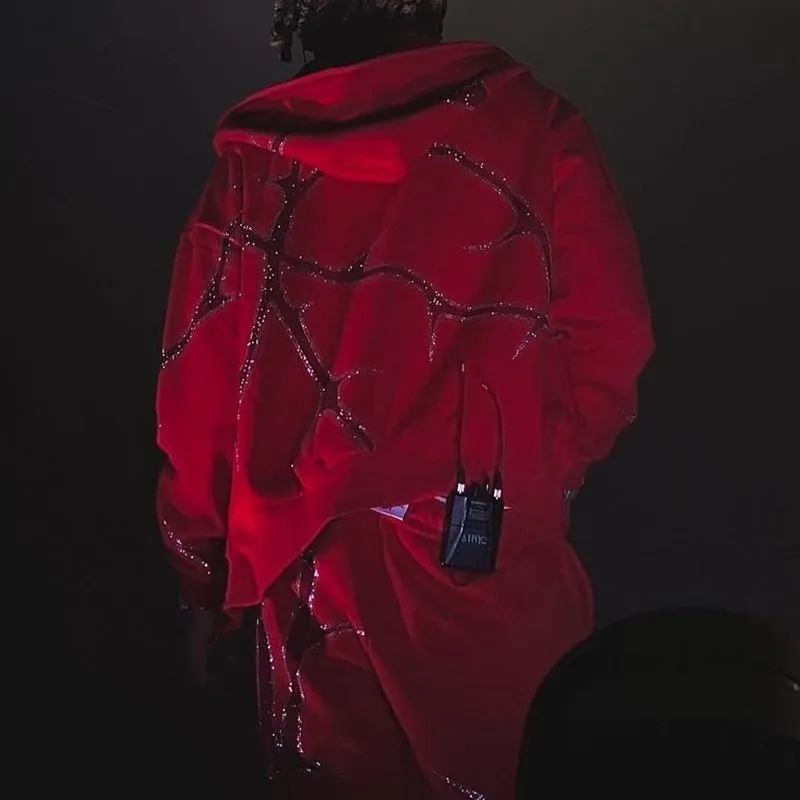 

Толстовка Y2K мужская с капюшоном, на молнии, в стиле Харадзюку