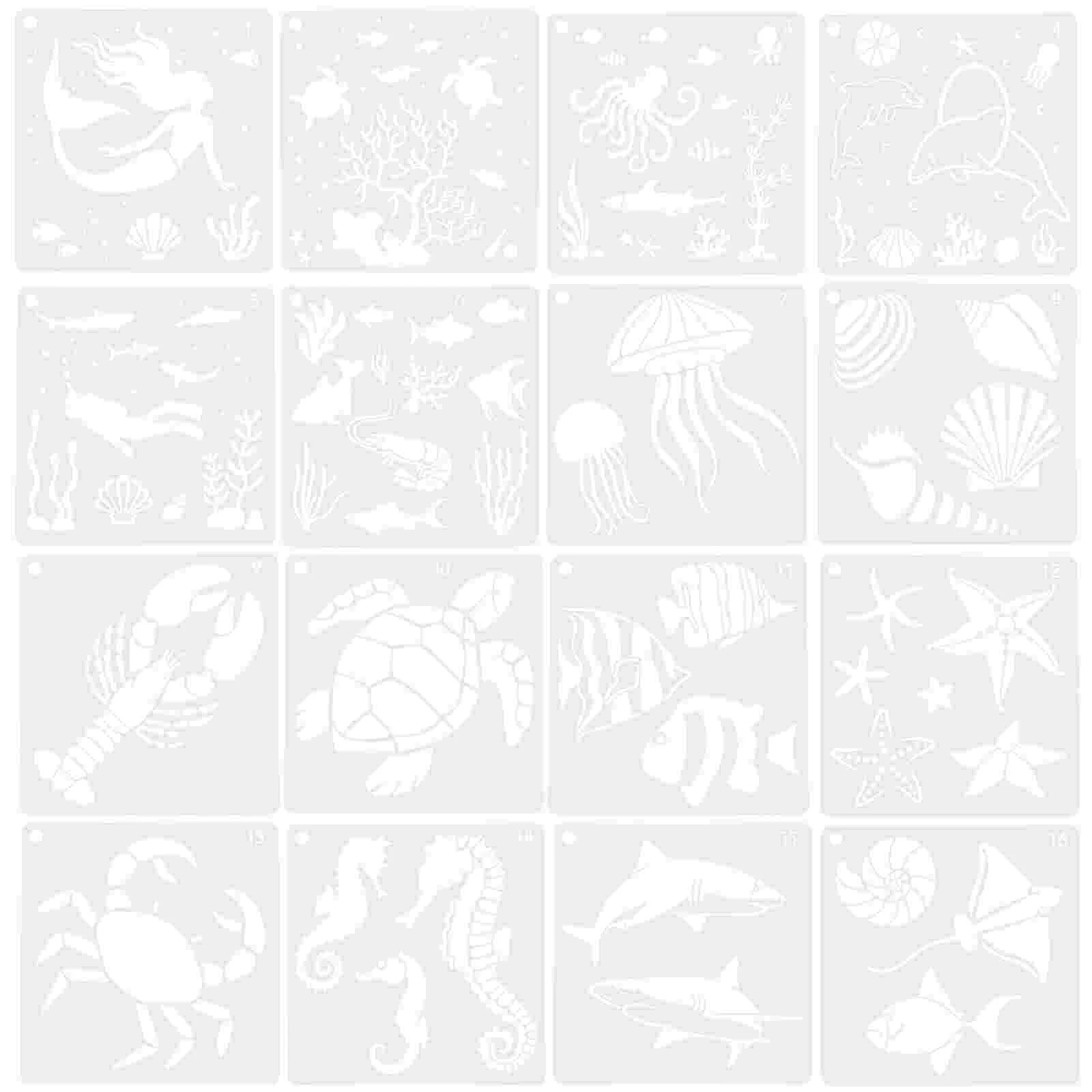 

16pcs Multipurpose Sea Theme Ocean Creature Stencils Home Decoration for Children