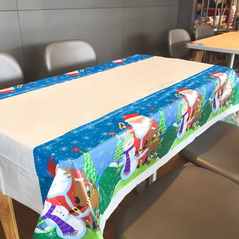

2023New Christmas Table Cloth Dinner Party New Year Printed Rectangle PVC Tablecloth Christmas Table Cover Decor Disposable