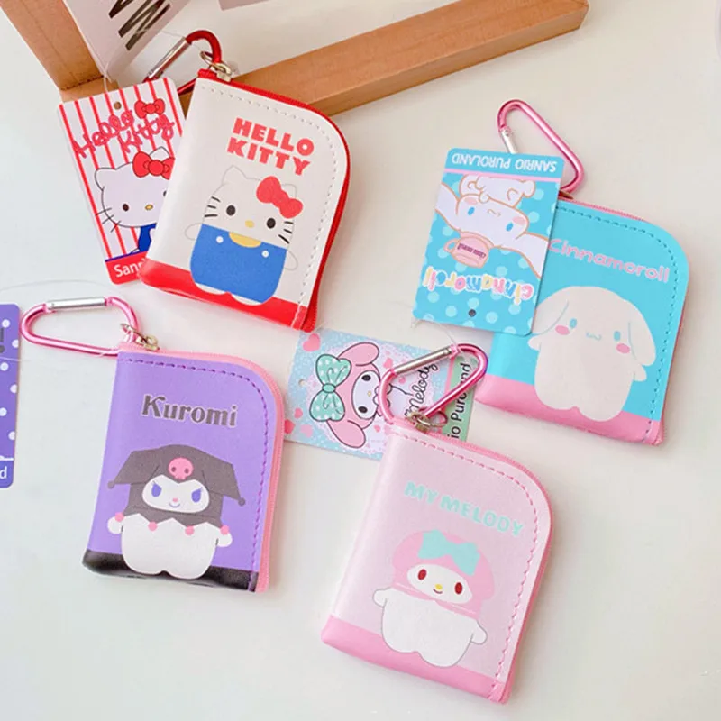 

Kawaii Sanriod аниме серия Mymelody Kuromi Cinnamoroll двусторонний чехол для ключей с принтом кошелек Органайзер на молнии подарок для мальчика девочки