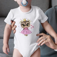 sweet owl wearing skirt graphics new exquisite newborn romper casual four seasons funny o neck baby girl boy onesie
