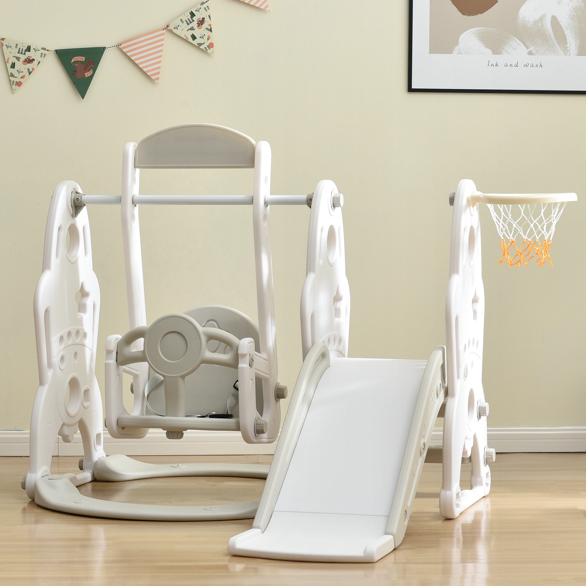 

Горки и качели для малышей 3 в 1, детская игровая площадка, качели, игровой набор с баскетбольными кольцами, отдельно стоящая комбинация в помещении