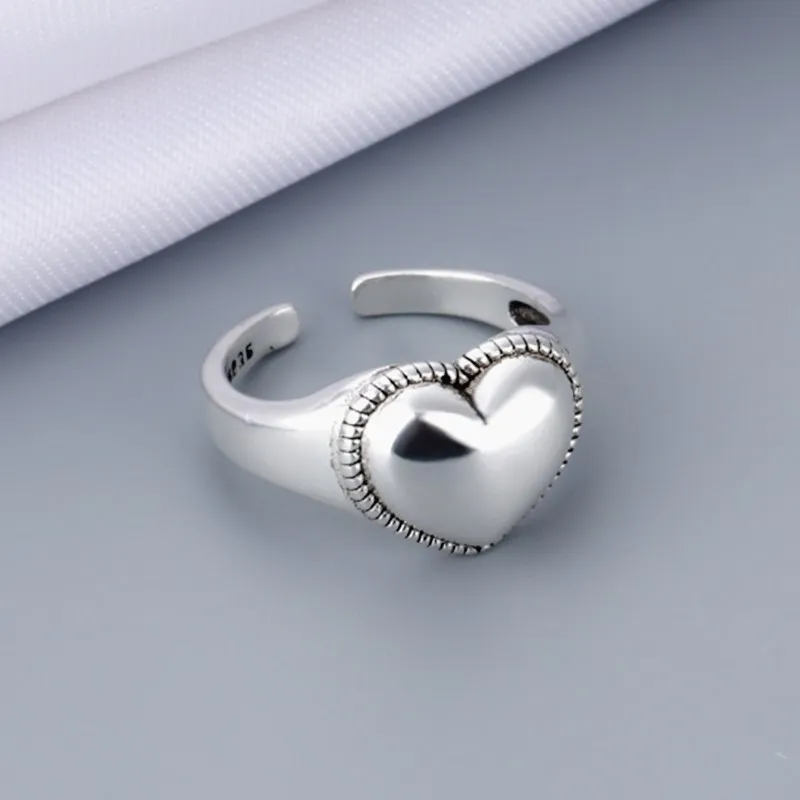 

TULX Silver Color Love Heart Finger Ring Best Gift For Girlfriend Vintage Opening Knuckle Rings Women Fashion Party Jewelry