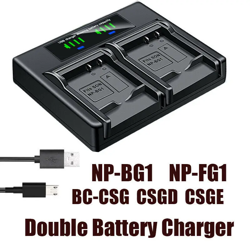 

Dual Battery Charger For NP-BG1 FG1 SONY DSC-W230 W270 W275 W290 W300 W30