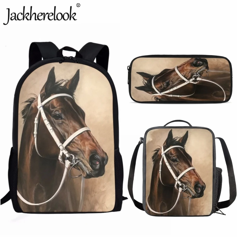 Crossbody Bags Pencil Case 3pcs Running Horse Teen Laptop Bag