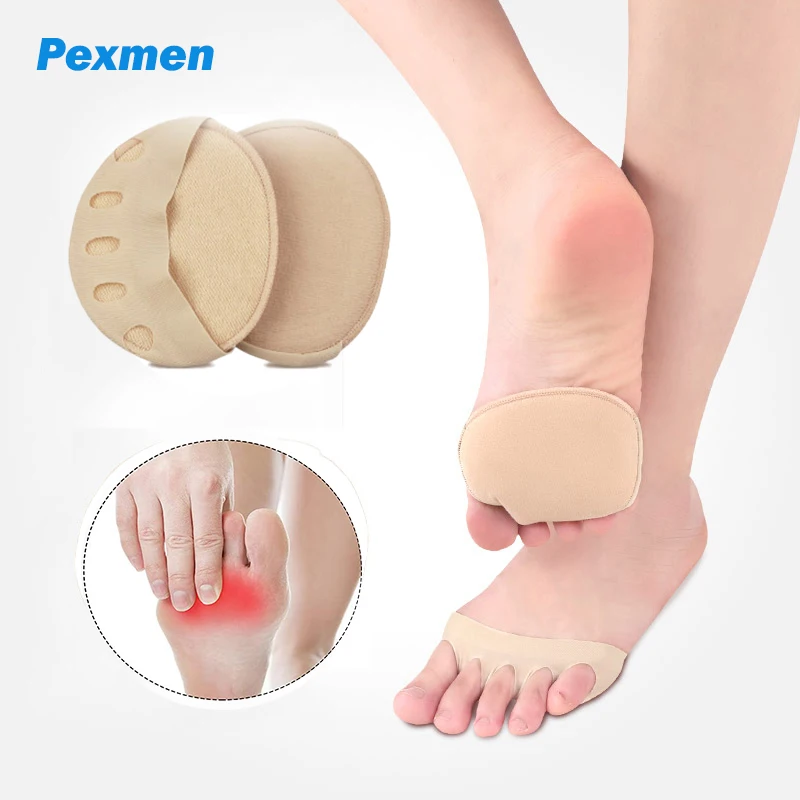 Pexmen 2Pcs/Pair Five Toes Forefoot Pads Women High Heels Half Insoles Metatarsal Cushions Ball of Foot Care Cushion Pads