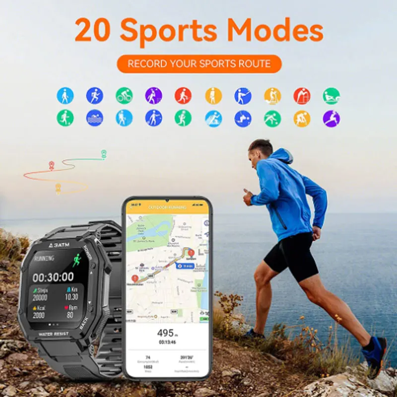 

2022 1.69 Inch 3ATM IP68 Waterproof Smart Watch Men Women Fitness Tracker Blood Pressure Monitor Outdoor Sports Smartwatch