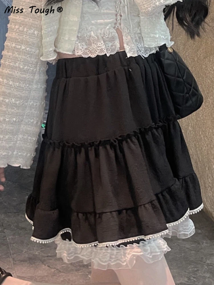 Летняя белая кружевная Милая юбка для женщин корейская мода пушистая