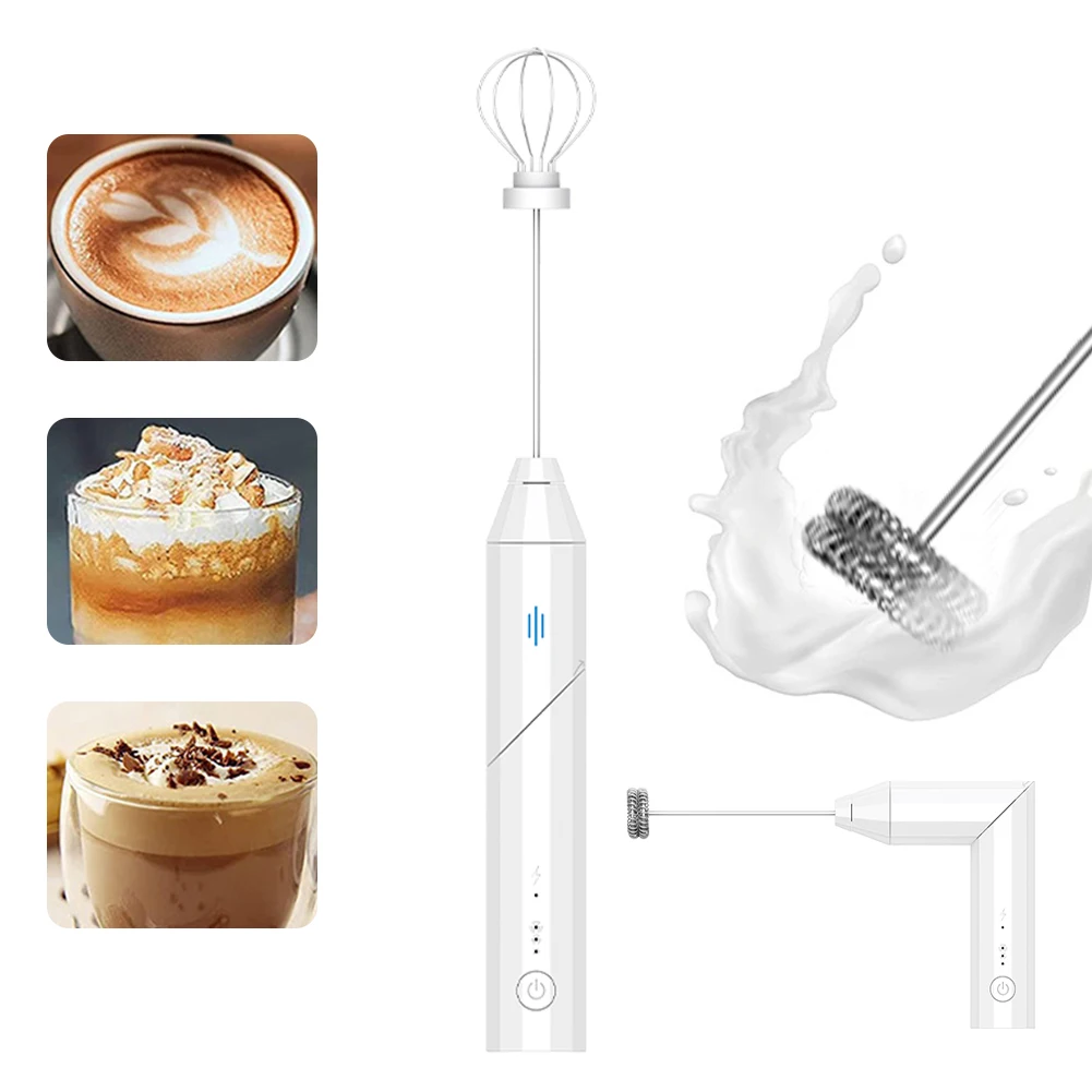 

USB Electric Handheld Egg Beater Stainless Steel Coffee Milk Tea Blender Beat up the Cream Stirring Household Kitchen Gadgets