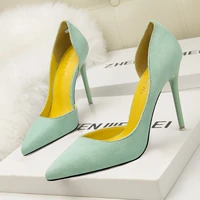 pumps fashion simple thin high heels suede shallow mouth pointed side sexy party hollow womens single shoes