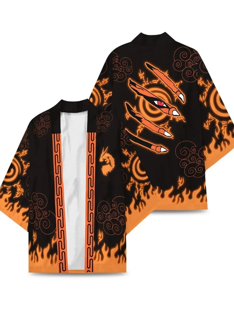 Кимоно косплей костюм Anime Naruto Konoha Kurama Uchiha Sharingan Symbol Seven Generations Cloak Haori Sasuke Kakashi подарки.