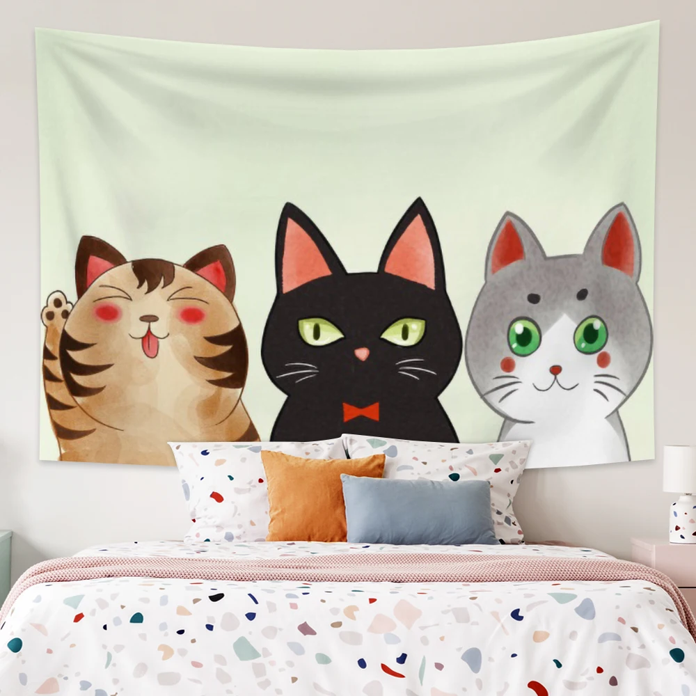 

Kawaii Home Decor Cat Tapestry Wall Hanging Rug Kids Bedroom Living Room Dorm Witchcraft Tapestry Art Home Decor