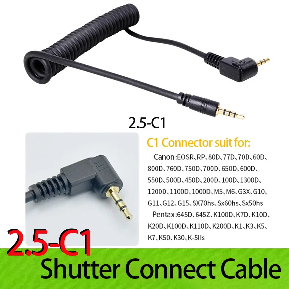 Соединительный кабель затвора 2 5 мм 5-C1 для Canon 550D 500D 450D 200D 100D 1300D 1200D 1100D M5 M6 G3X