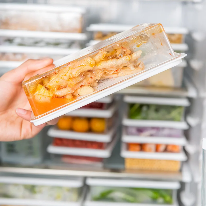 

5PCS Refrigerator Storage Box Fruit Preservation Box Rectangular Stackable Food-grade Freezer Sealed Box Fridge Organizer