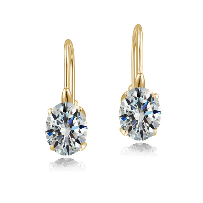 

2022 New Fashion Gold Plated Gemnuine Emerald Dangle Leverback Earrings for Women Hypoallergenic Luxury Jewelry