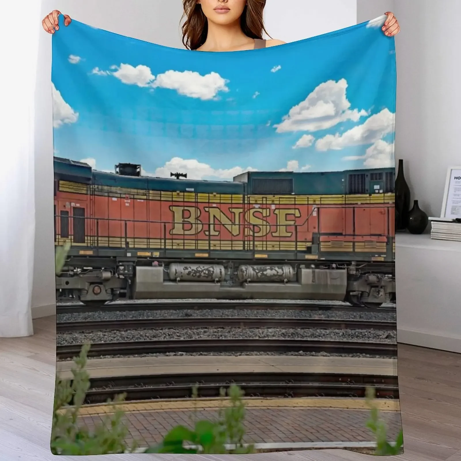 Фото Плед для локомотивов BNSF, компактный теплый плед для автомобильных поездок №1