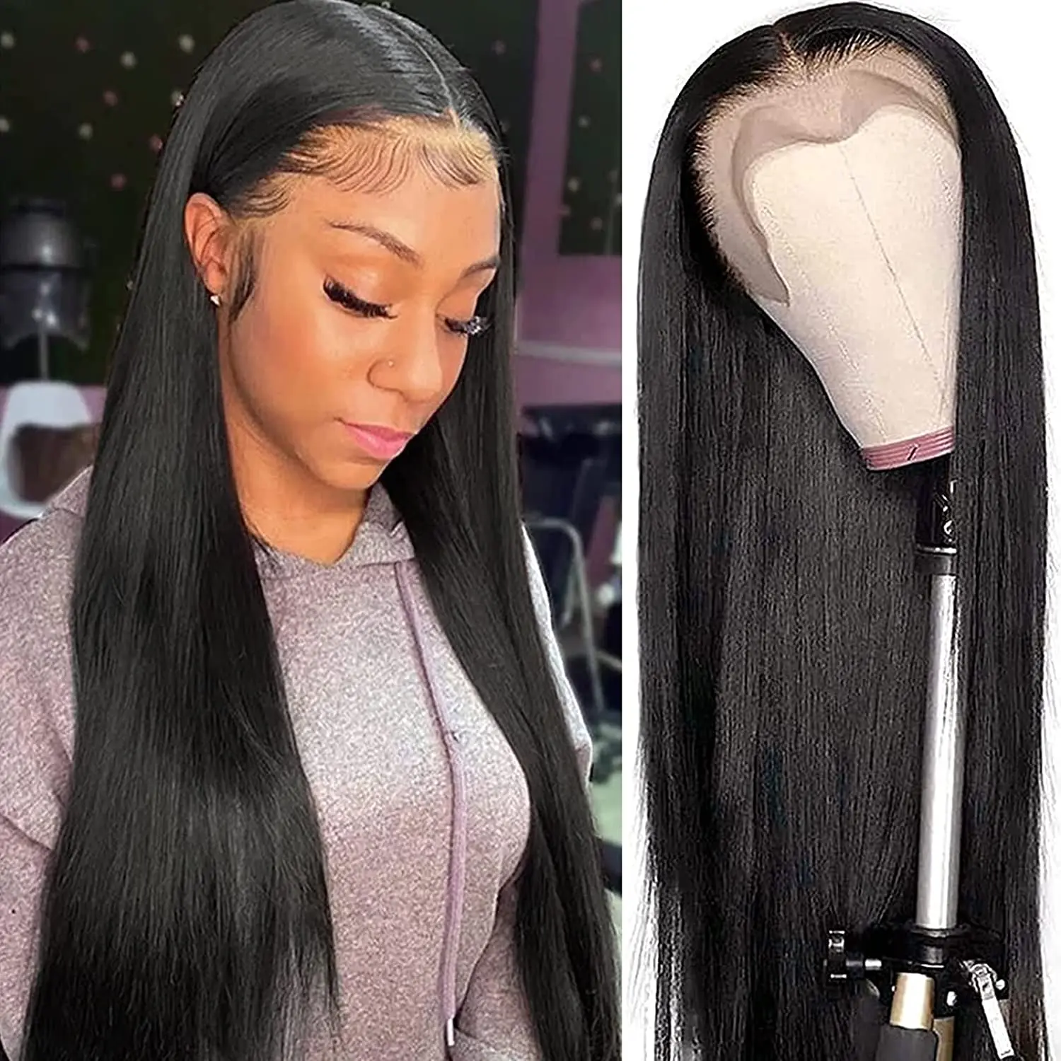 13X4 HD Peruvian Lace Frontal Wig Peruvian Virgin Swiss Lace Front Wig Bone Straight Human Hair Wigs For Black Women