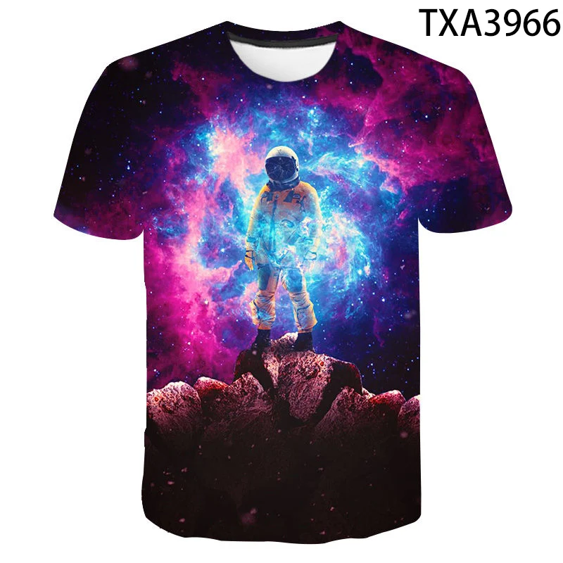 

Astronaut Pattern Fashion T-shirt Short Sleeve Boy Kids 3D Printed Streetwear Casual Men Women Children Cool Tops Summer New