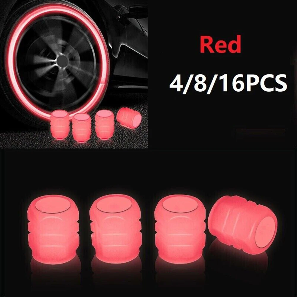 

4/8/16Pcs Luminous Cars Wheel Tire Valves Tyre Stems Universal Recycle Tire Valve Caps Red Upgrade Car Styling Accessories
