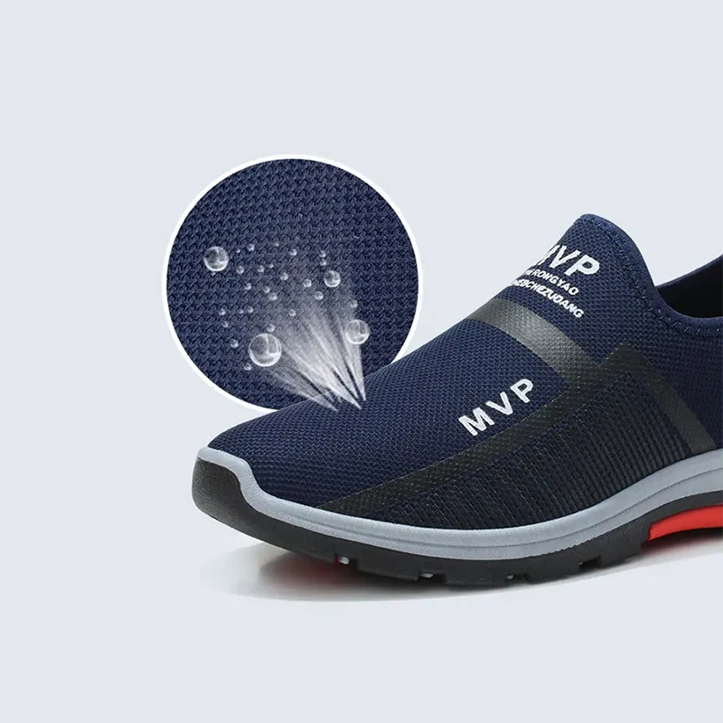 Men's Mesh Breathable Walking Shoes Men Sneakers Flat Lightweight Fitness Shoe Slip-on Loafers Soft Bottom