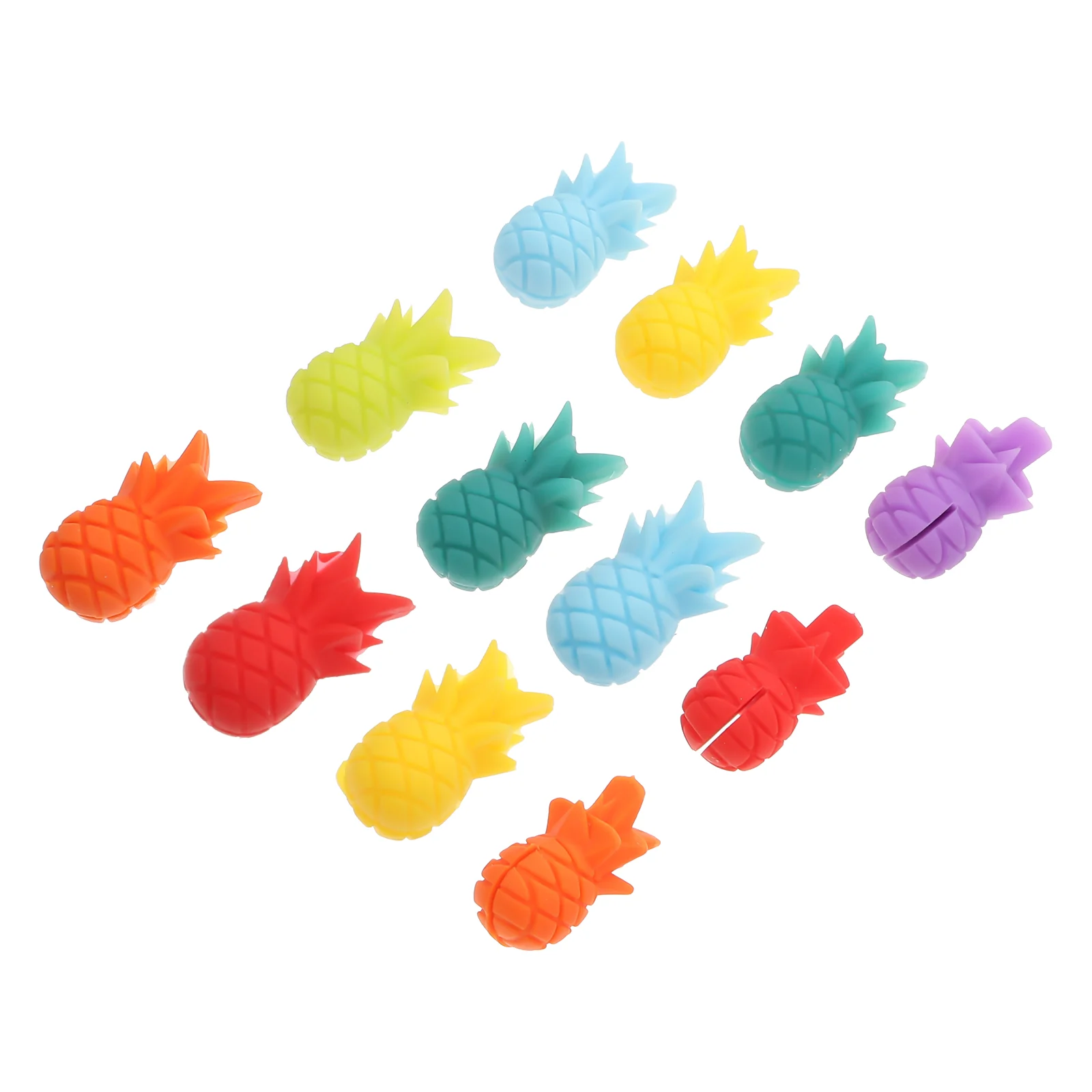 

12 Pcs Marker Recognizer Household Supplies Creative Silicone Tag Label Pineapple Shape Markers Silica Gel Glass Party