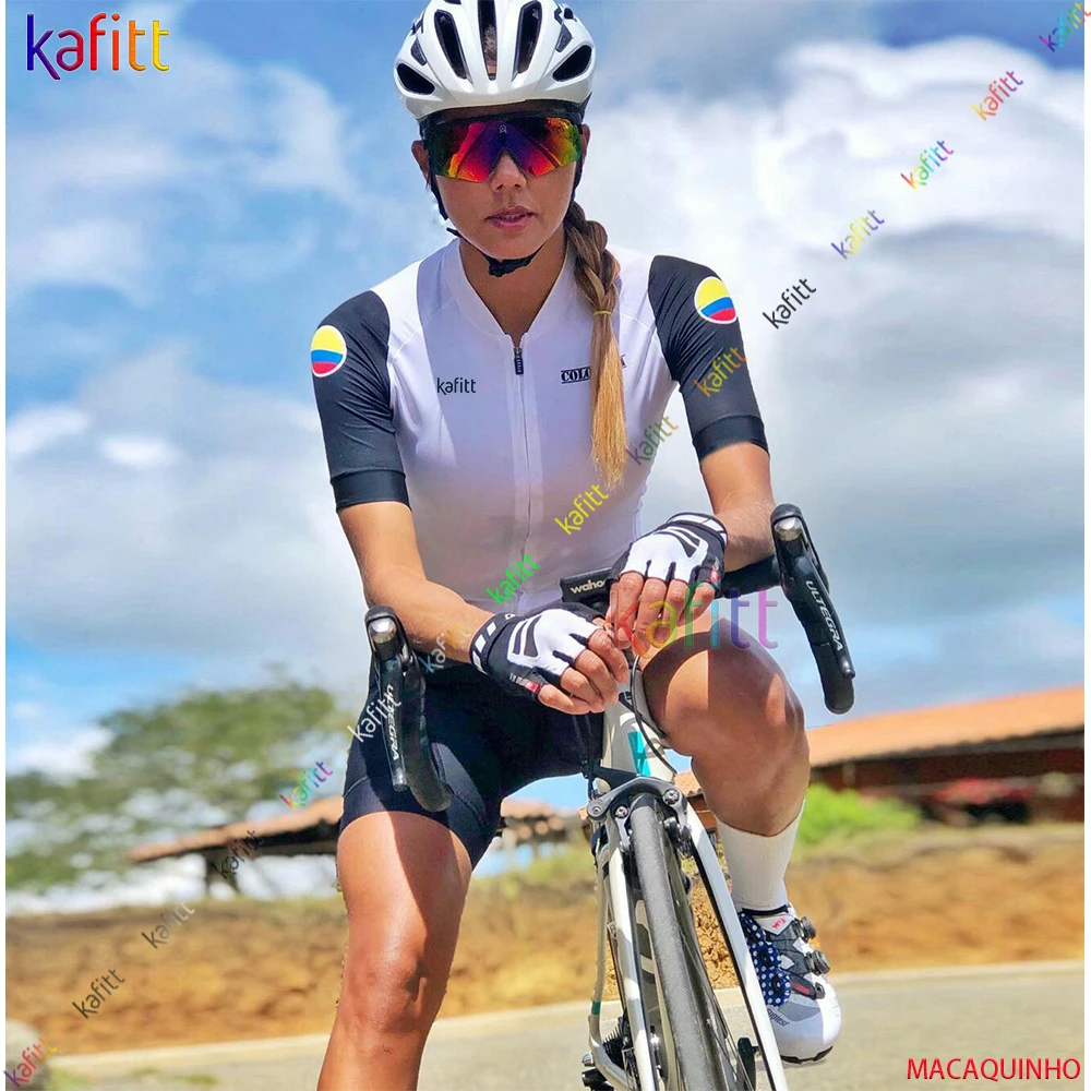 

Kafitt Women's White Professional Cycling Clothes Triathlon Skinsuit Sets 2022 Macaquinho Ciclismo Feminino Bike Jumpsuit Kits