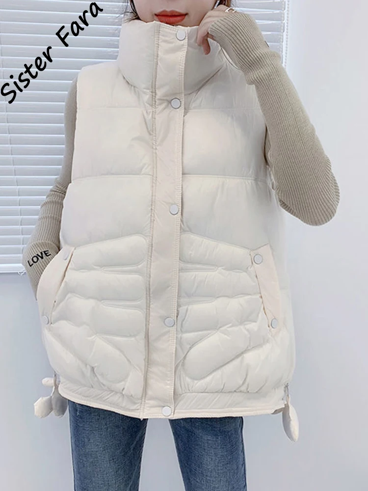 

Sister Fara 90% White Duck Down Vest Coat Gilets Sleeveless Jacket New Autumn Winter Down Vest Women Windbreaker Thick Warm Coat