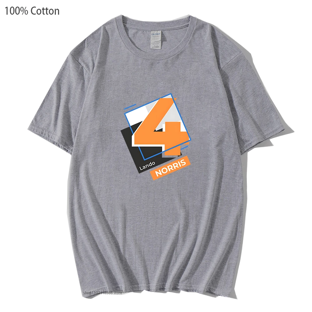 Lando Norris F1 T-Shirts Men's Clothing Mclaren Racing Number 4 Shirt Women Unisex Streetwear Y2k Clothes Summer 100% Catton Top