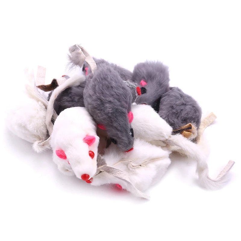 

New-Real Rabbit Fur мышки для котов, игрушки для домашних животных, детские игрушки 12 шт. в упаковке