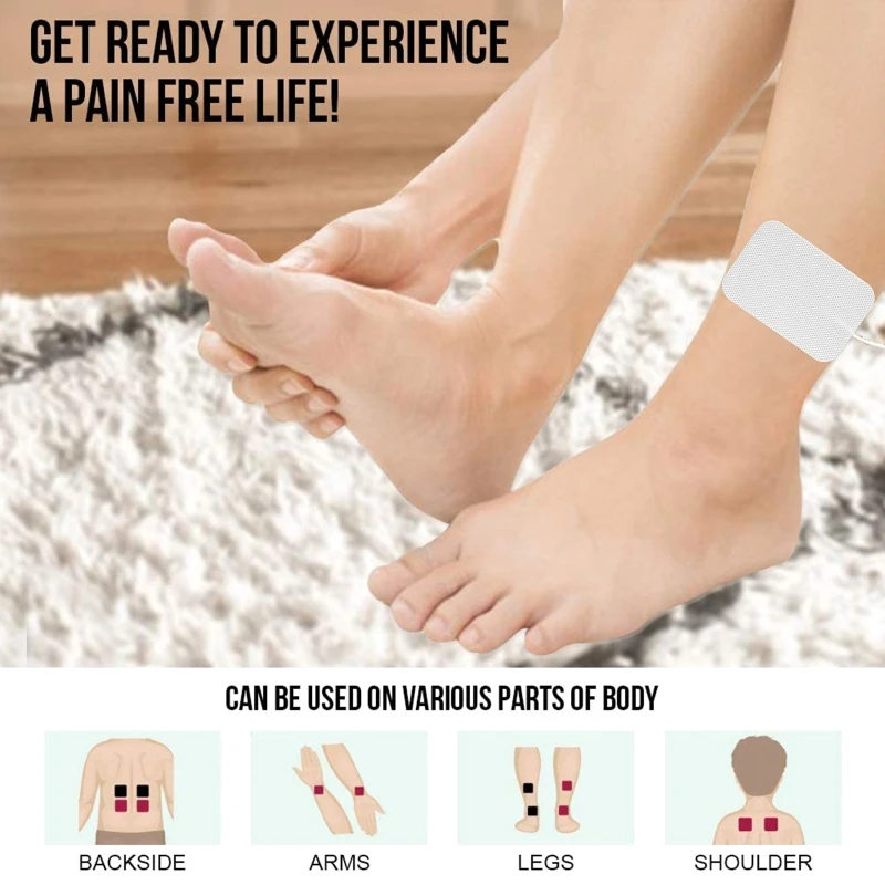 

Self Adhesive Electrode Patches 2.36x3.54'' Reusable Premium Unit Pads for TENS/EMS Massage Therapy Good Conductivity N0PF