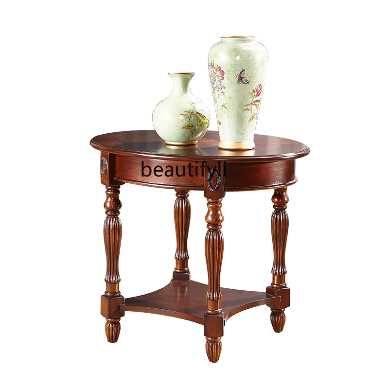 

yj American Side Table Sofa Side Table round Small Table Side Table Corner Several Double Layers Small Coffee Table