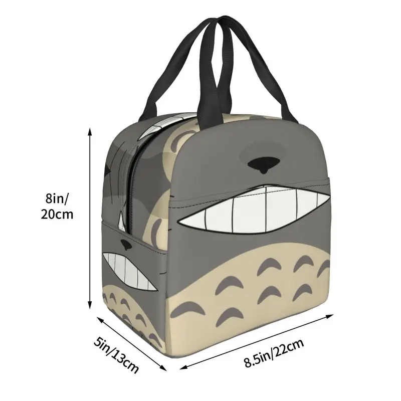 Изолированная сумка для обеда с улыбающимся рисунком в стиле м/ф Мой сосед Тоторо