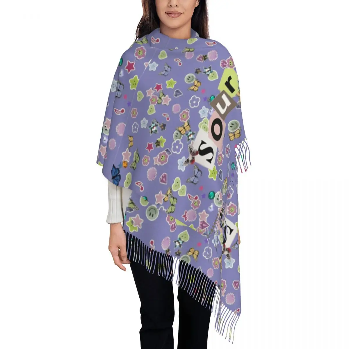 Женский шарф с кисточками Oliviaa Sour Guts Vampire большая супермягкая шаль и накидка Rodrigos